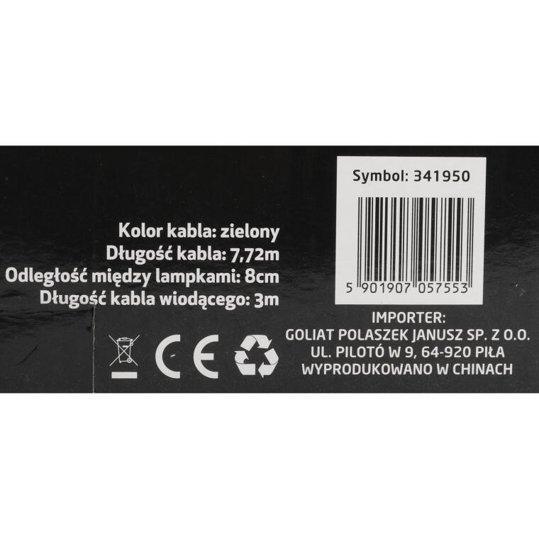 Lampki Choinkowe na Energii Słonecznej 60 LED, Kolor Ciepły Biały