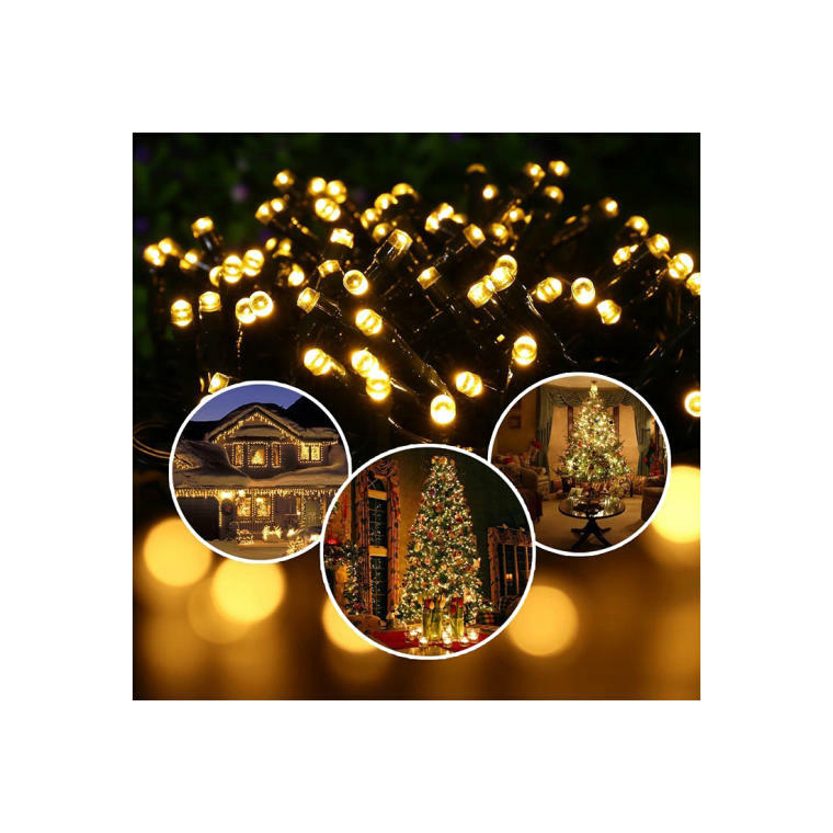 Lampki Choinkowe na Energii Słonecznej 60 LED, Kolor Ciepły Biały