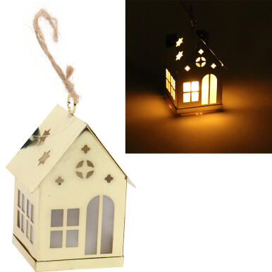 Złoty Domek LED na Baterie jako Dekoracja Wisząca