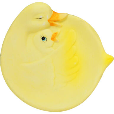 Żółta Ceramiczna Dekoracja Stołowa - Talerzyk w Kształcie Kaczki z Kaczątkiem