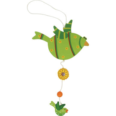 Zawieszka Dekoracyjna - Zielony Ptak z Drewna Wiosenny