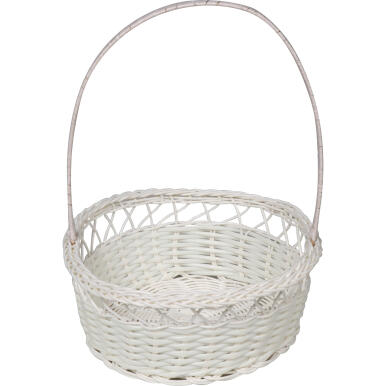 Duży Biały Koszyk Wielkanocny z Tworzywa 27cm