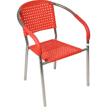 Czerwone Krzesło Ogrodowe z Gmowanego Plastiku i Stali, Odporne na Warunki Atmosferyczne