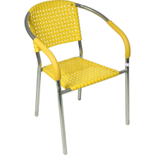 Żółte Krzesło Ogrodowe z Stalowymi Profilami i Wysoką Odpornością na Warunki Atmosferyczne