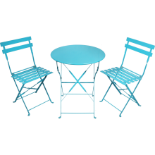 Zestaw Bistro Francuskie na Balkon lub Ogród - Składany Stół i Krzesła w Kolorze Niebieskim