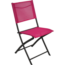 Krzesło Ogrodowe EMYS, Składane, Stalowe w Kolorze Antracytowym, Różowe Siedzisko