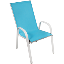 Niebieskie Krzesło Ogrodowe z Podłokietnikami i Odpornym na Warunki Atmosferyczne Obiciem