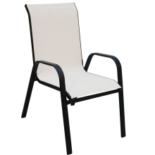 Niebiesko-Białe Metalowe Krzesło Ogrodowe z Oparciem Tekstylnym i Podwójną Powłoką Lakieru Proszkowego