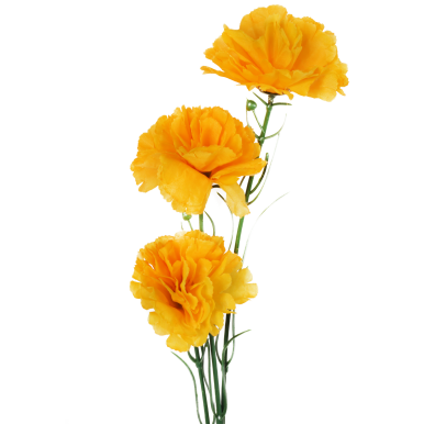 Sztuczny Goździk Ż&oacute;łty - Gałązka 65 cm z Trzema Kwiatami