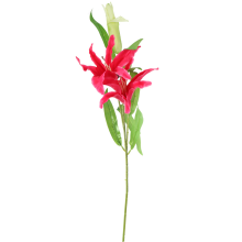 Różowe Lilia: Gałązka z Dwoma Kwiatami i Pąkiem - 74 cm