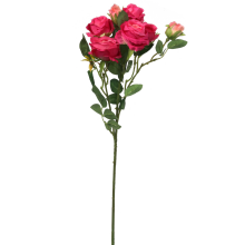 Gałązka 5 różyczek z pąkami - różowa