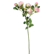 Gałązka z 5 Dekoracyjnych Róż w Kolorze Jasnoróżowym - Realistyczne Kwiaty O Wysokości 64cm
