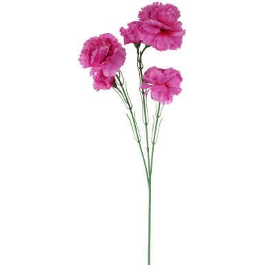 Dekoracyjna gałązka z pięcioma fioletowymi goździkami o naturalnym wyglądzie