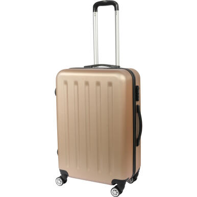 Walizka podróżna średnia Matrix 1150 z tworzywa ABS Plus, z blokadą suwaków, kółkami 360 stopni i podziałem na dwie komory - Złota