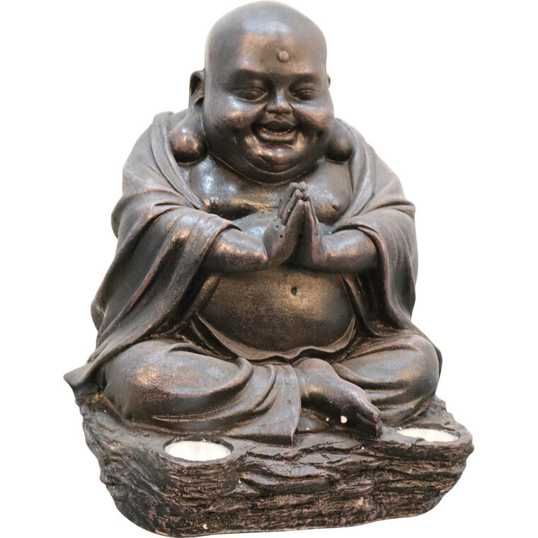 Solarna Dekoracja Ogrodowa - Budda z Podświetleniem LED, Białe Ciepłe, 29 cm, Brązowy