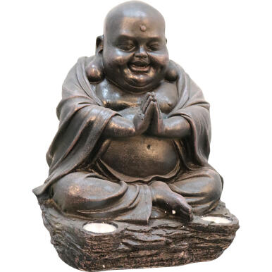 Solarna Dekoracja Ogrodowa - Budda z Podświetleniem LED, Białe Ciepłe, 29 cm, Brązowy