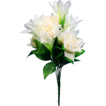 Bukiet 12 kwiatów mix róża i lilia kremowo biały