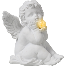 Klasyczny świetlny Anioł Stróż- Dekoracja z imitacji gipsu 12 cm