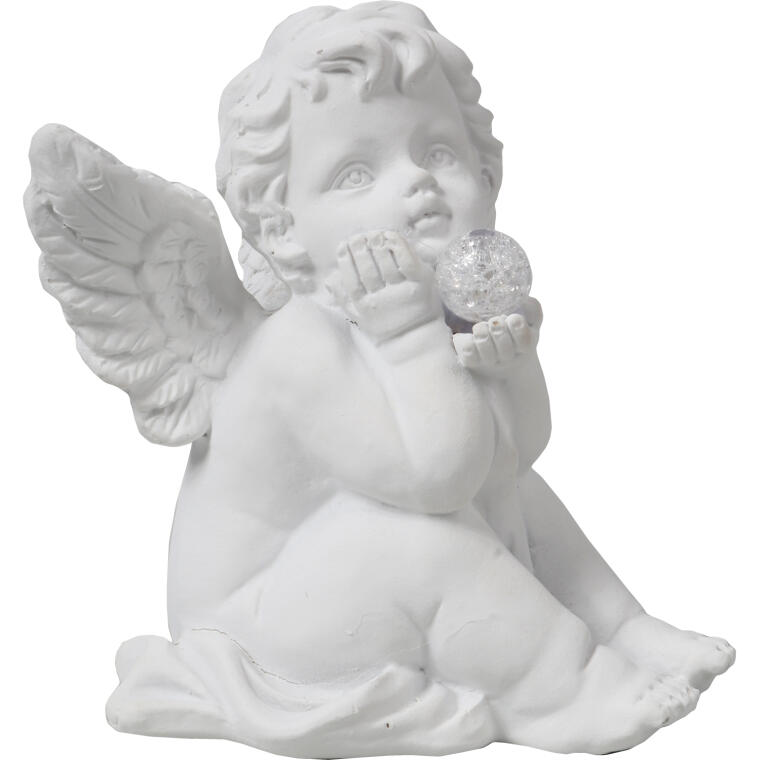 Klasyczny świetlny Anioł Stróż- Dekoracja z imitacji gipsu 12 cm