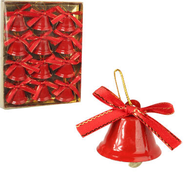 Komplet 12 Czerwonych Dzwonk&oacute;w Zawieszek o Wielkości 4 cm