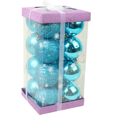 Komplet 16 szt bombek plastikowych niebieskich
