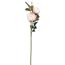 Gałązka Dekoracyjna z Trzema Sztucznymi Różami Jasnoróżowymi, 65 cm