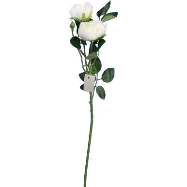 Gałązka Dekoracyjna z 3 Mini Piwoniami Sztucznymi, Kolor Biały, 65 cm