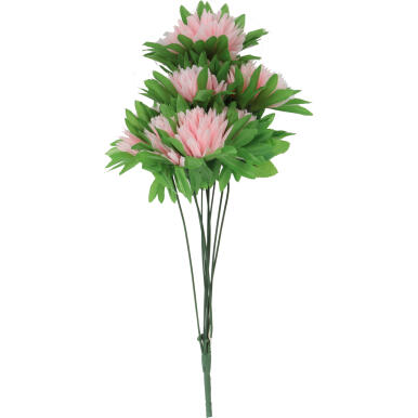 Sztuczne Jasnor&oacute;żowe Chryzantemy w Bukiecie - Dekoracja na Wszystkich Świętych