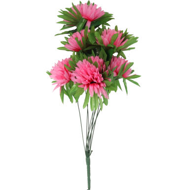 Sztuczny Bukiet R&oacute;żowych Chryzantem o Wyglądzie Naturalnym - 9 Sztuk, 52 cm