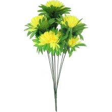 Bukiet 9 Sztucznych Chryzantem w Kolorze Żółtym - Doskonała Imitacja Żywych Kwiatów