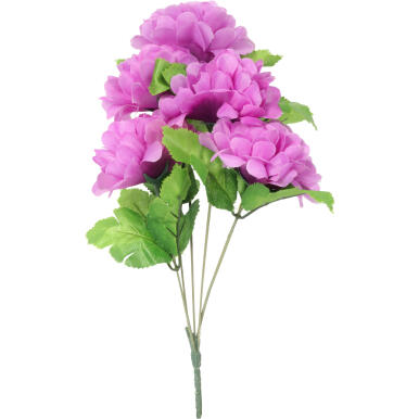 Bukiet 5 sztucznych chryzantem w kolorze fioletowym - dekoracja na Wszystkich Świętych