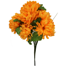 Pomarańczowy Bukiet Sztucznych Chryzantem z Dodatkiem Trawy - Dekoracyjne Kwiaty 40 cm