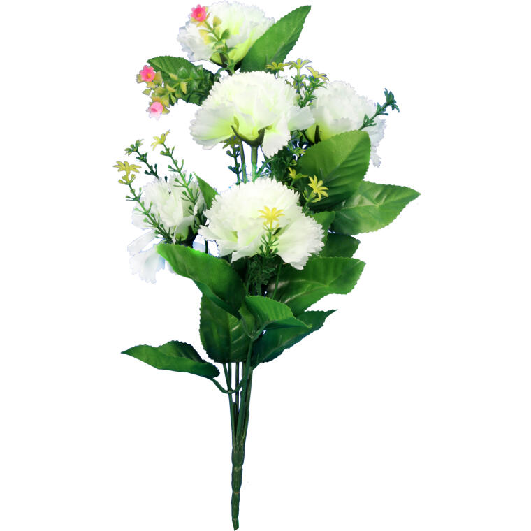 Biały Bukiet Sztucznych Goździków - 6 Sztuk, Wysokość 40 cm