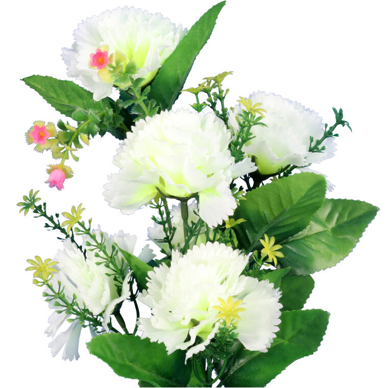 Biały Bukiet Sztucznych Goździków - 6 Sztuk, Wysokość 40 cm