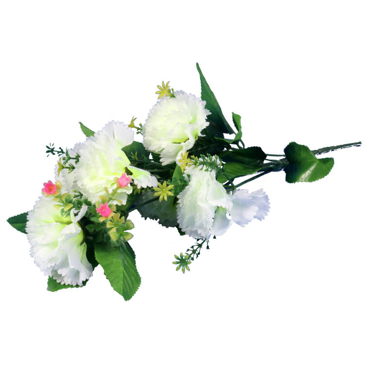 Biały Bukiet Sztucznych Goździków - 6 Sztuk, Wysokość 40 cm