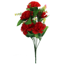 Sztuczny Bukiet Czerwonych Goździków - 6 Sztuk, Wysokość 40cm