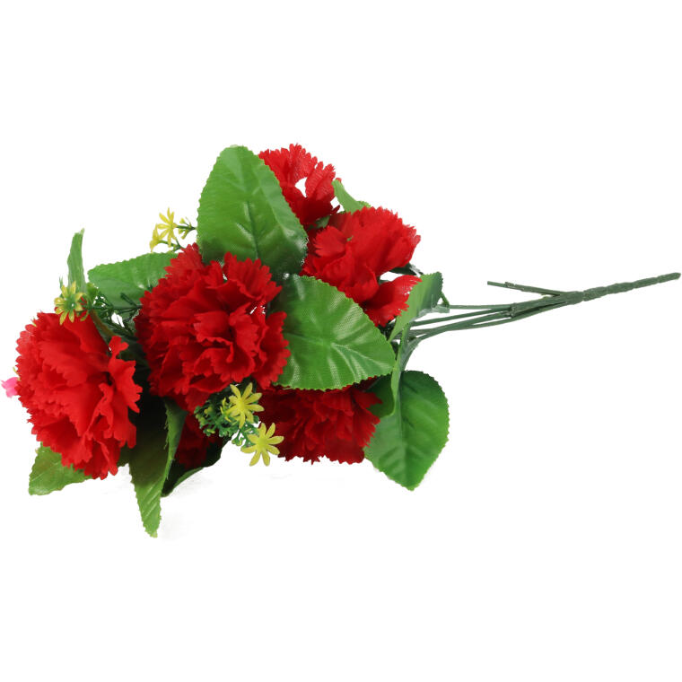 Sztuczny Bukiet Czerwonych Goździków - 6 Sztuk, Wysokość 40cm