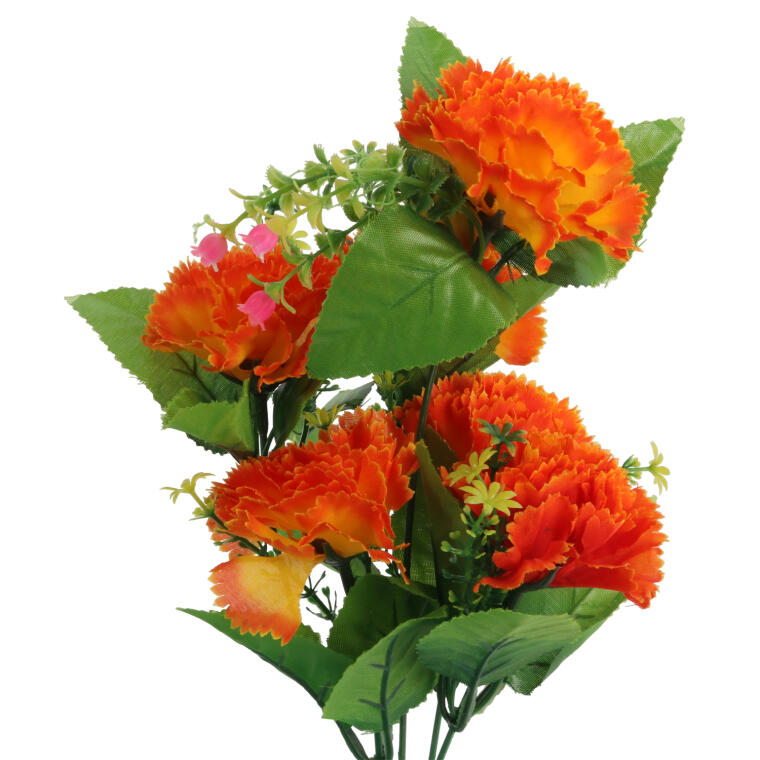 Sztuczny Bukiet Pomarańczowych Goździków - 6 Sztuk, Wysokość 40 cm