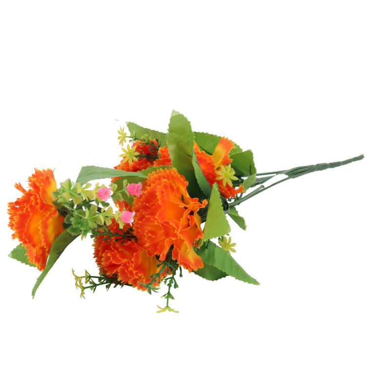 Sztuczny Bukiet Pomarańczowych Goździków - 6 Sztuk, Wysokość 40 cm