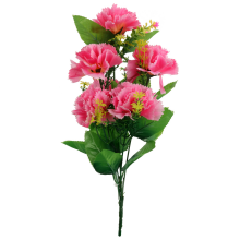 Sztuczny Bukiet 6 Różowych Goździków z Dodatkami - 40cm