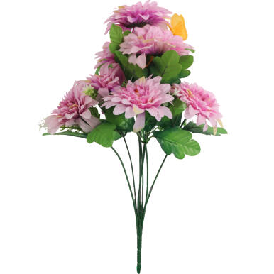 BUKIE'T RÓŻOWYCH MARGARETEK Z DEKORACYJNYMI MOTYLKAMI - KWIECISTA DEKORACJA, 40 CM