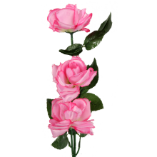 Sztuczna Gałązka z Trzema Różami w Kolorze Różowym - Dekoracja do Wnętrz, Wysokość 68 cm