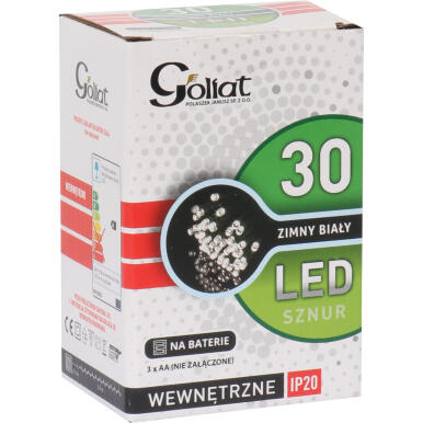 Lampki choinkowe 30 led kolor zimny biały na baterie