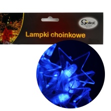 Niebieskie Gwiazdki LED do Choinki - 20 Lampków na Przezroczystym Przewodzie
