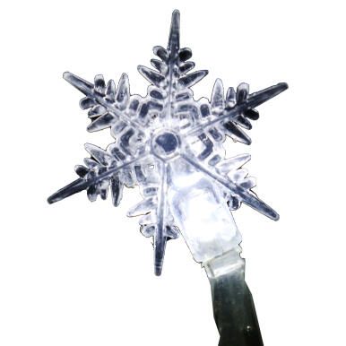 Świąteczne Lampki Choinkowe 20 LED w Kształcie Śnieżynki, Kolor Biały, Zasilanie Sieciowe