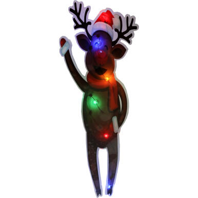 ŻELOWA ŚWIĄTECZNA NAKLEJKA LED NA SZYBĘ OKNO RENIFER