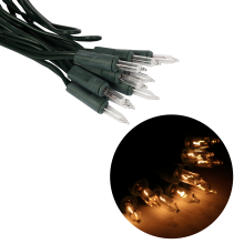 Białe Lampki Choinkowe 20L - Sieciowe, kabel zielony, 220V-240V, do Użycia Wewnątrz