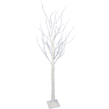 Drzewko dekoracyjne z białymi liśćmi i LED, 150cm, zewnętrzne IP44