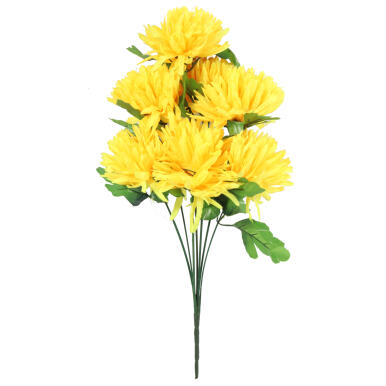 Bukiet Żółtych Sztucznych Chryzantem 62 cm - Dekoracja na Wszystkich Świętych