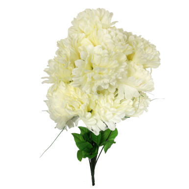 Sztuczny Bukiet Białych Chryzantem z Trawką - Dekoracja na Wszystkich Świętych, 56 cm
